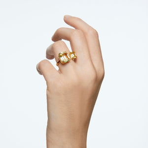 Millenia open ring Square cut, Yellow, Gold-tone plated