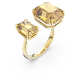 Millenia open ring Square cut, Yellow, Gold-tone plated