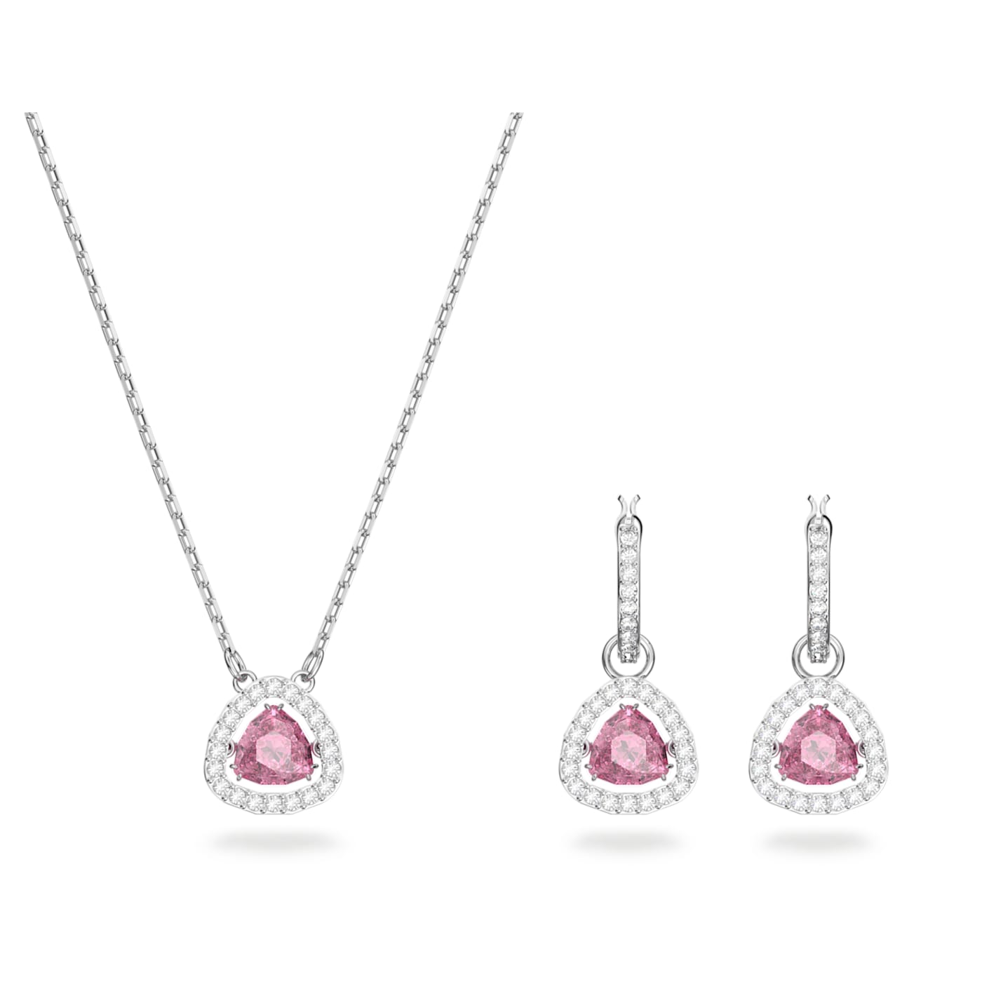 Millenia set Trilliant cut, Pink, Rhodium plated 5619503