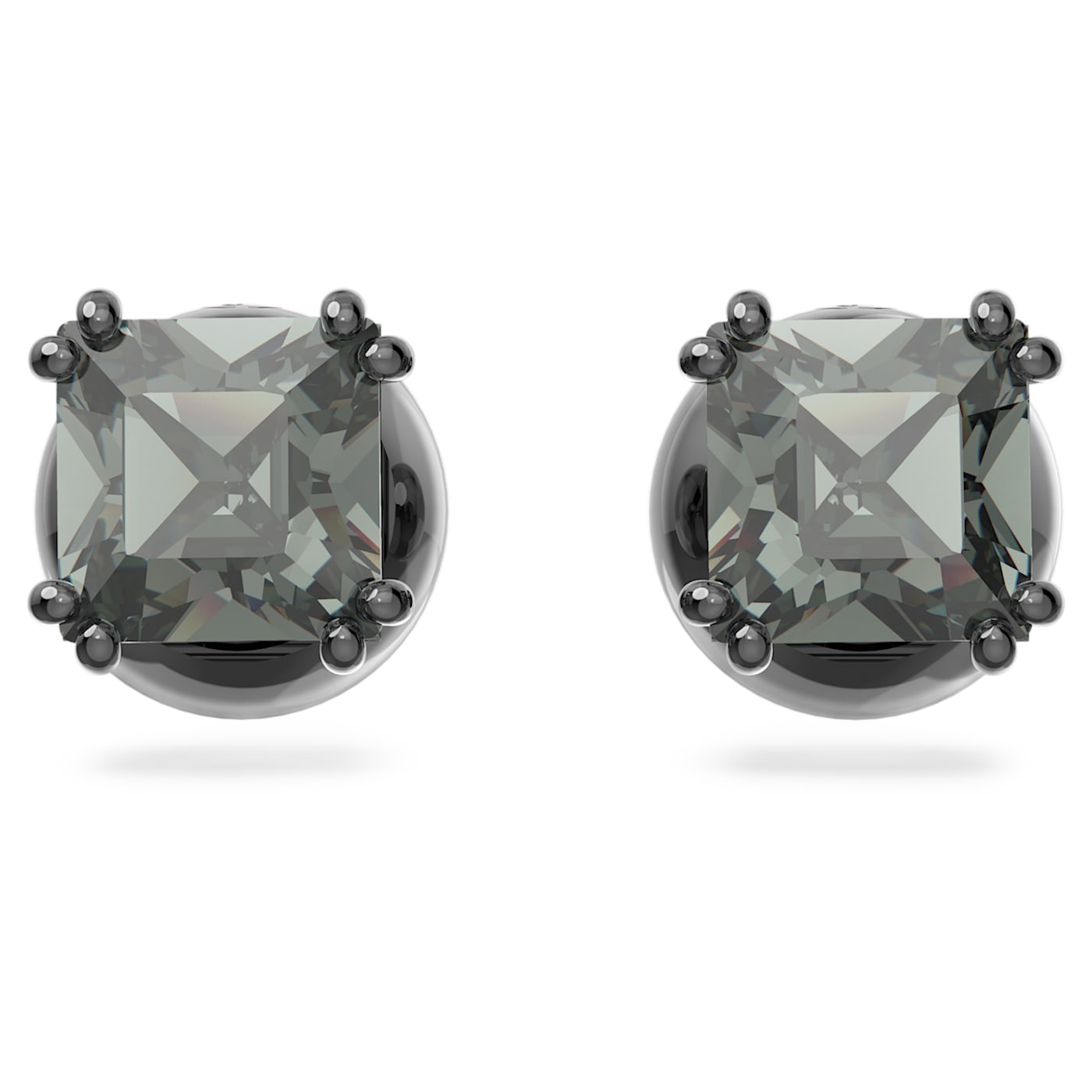 Millenia stud earrings Square cut, Black, Ruthenium plated 5642511