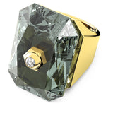 Numina ring Octagon cut, Gray, Gold-tone plated