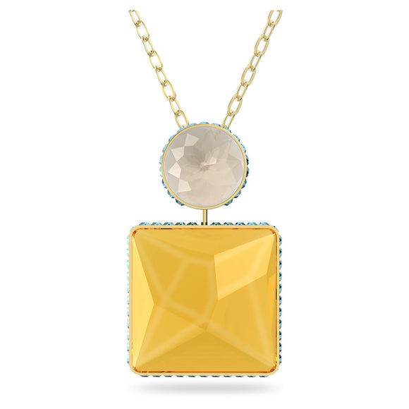 Orbita necklace Square cut, Yellow, Gold-tone plated