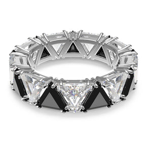 Ortyx cocktail ring Triangle cut, Black, Rhodium plated