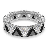 Ortyx cocktail ring Triangle cut, Black, Rhodium plated