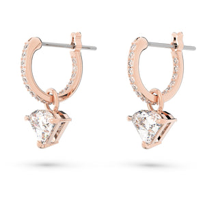 Ortyx drop earrings Triangle cut, White, Rose gold-tone plated 5643738