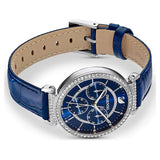Passage Chrono watch Swiss Made, Leather strap, Blue, Stainless steel 5580342