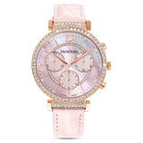 Passage Chrono watch Swiss Made, Leather strap, Pink, Rose gold-tone finish 5580352
