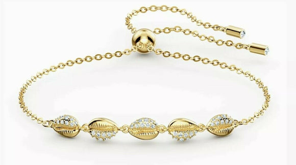 Swarovski Shell Cowrie Bracelet, White, Gold-tone plated