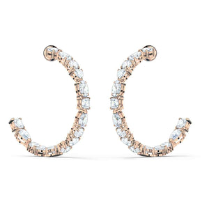 Tennis Deluxe Mixed Hoop Pierced Earrings, White, Rose-Gold 5585438