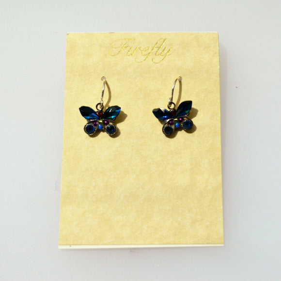 FIREFLY JEWELRY 7789-BB Butterfly EARRING Blue COLOR New Silver Wire