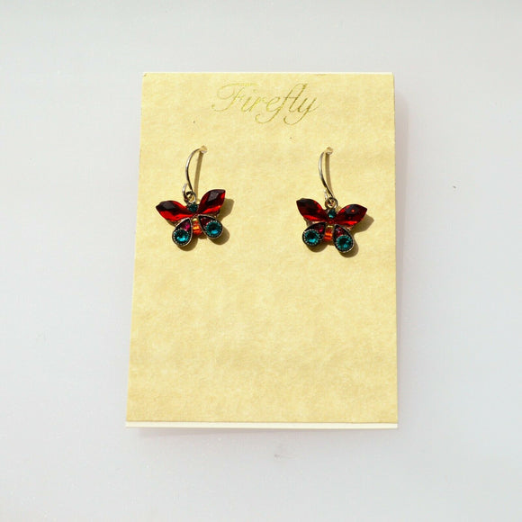 FIREFLY JEWELRY 7789-R Butterfly EARRING Blue COLOR Red and blue New Silver Wire