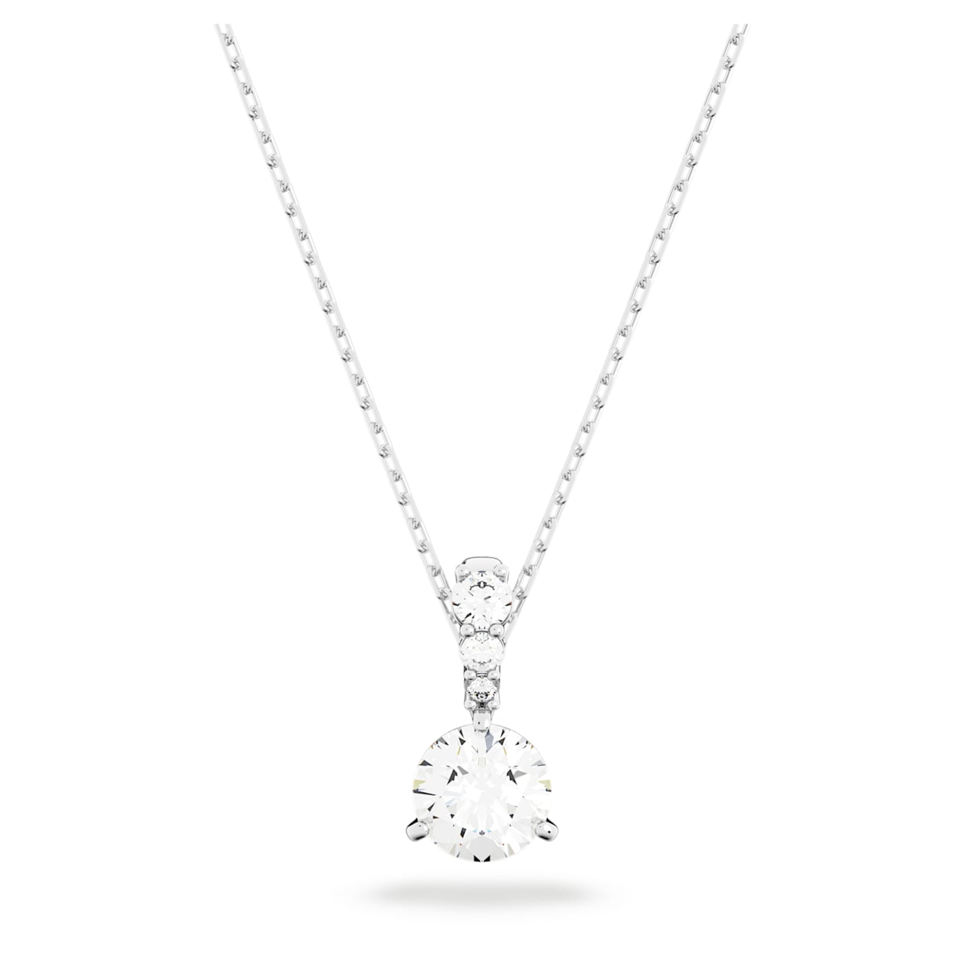 Solitaire pendant Round cut, White, Rhodium plated 5472635