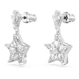 Stella drop earrings Kite cut, Star, White, Rhodium plated 5652002