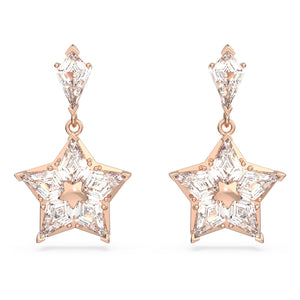 Stella drop earrings Kite cut, Star, White, Rose gold-tone plated 5645466