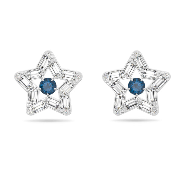 Stella stud earrings Star, Blue, Rhodium  5639188