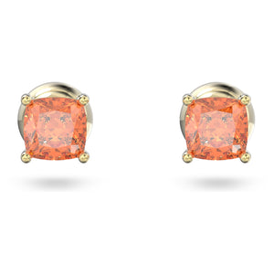 Stilla stud earrings Cushion cut, Orange, Gold-tone plated 5639123