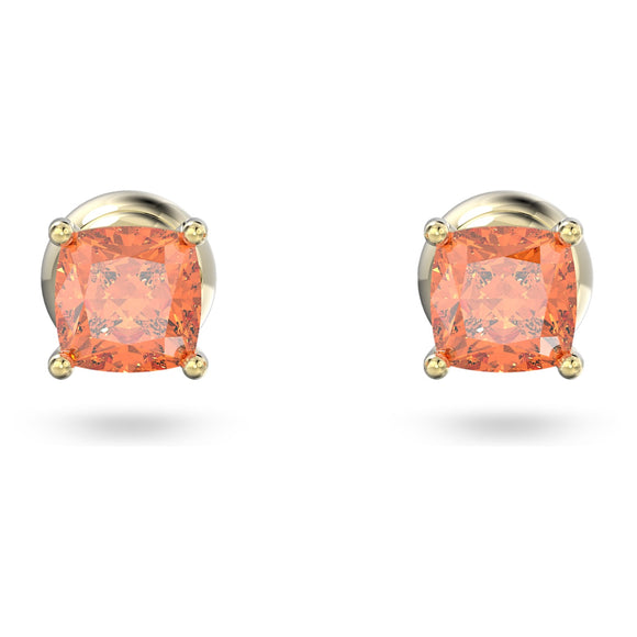 Stilla stud earrings Cushion cut, Orange, Gold-tone plated 5639123