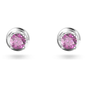 Stilla stud earrings Round cut, Purple, Rhodium plated 5639135