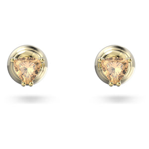 Stilla stud earrings Trilliant cut, Orange, Gold-tone plated 5639116