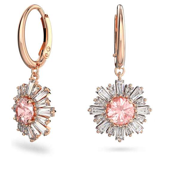 Sunshine hoop earrings Pink, Rose gold-tone plated 5642965