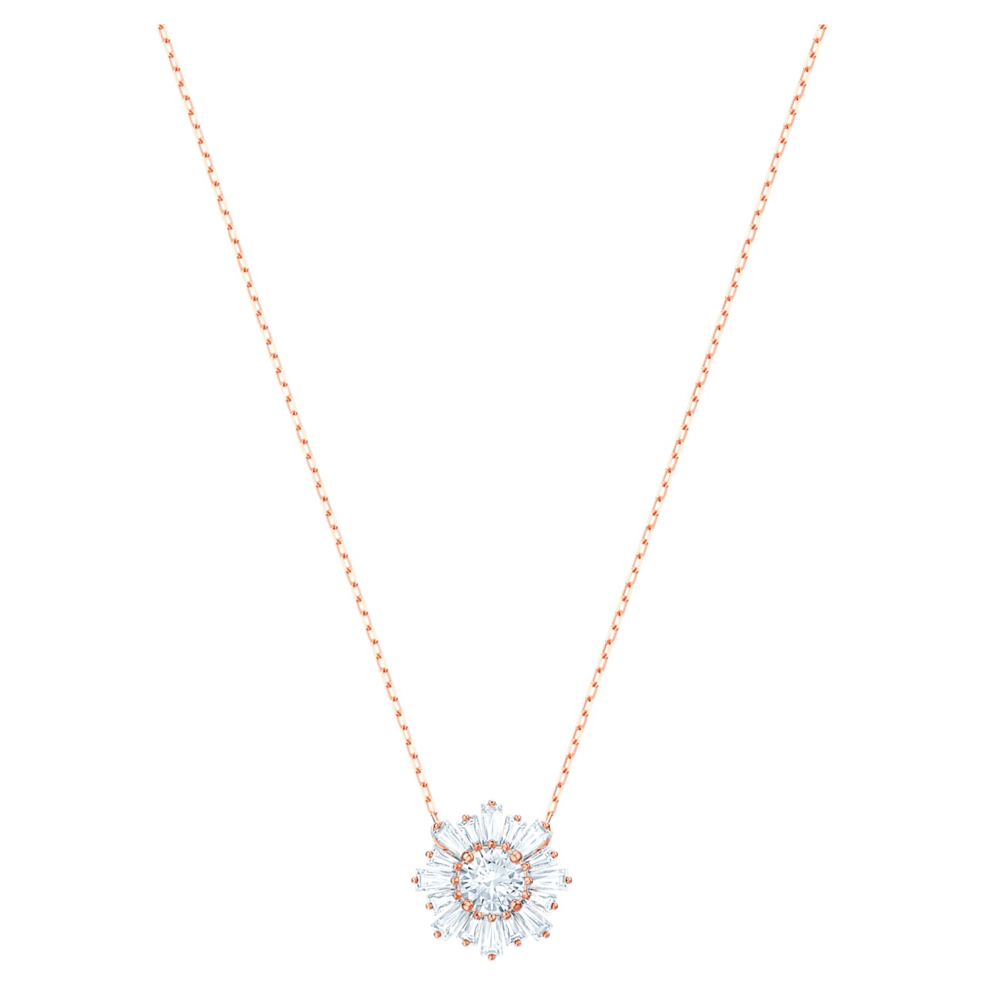 Sunshine pendantMixed cuts, Sun, White, Rose gold-tone plated 5451376