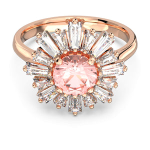 Sunshine ring Pink, Rose gold-tone plated