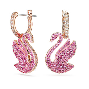 Swarovski Iconic Swan drop earrings Swan, Pink, Rose gold-tone plated 5647544