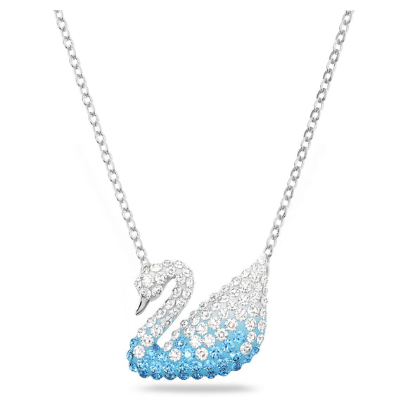  Swarovski 125th Anniversary Collection Dancing Swan Women's  Necklace, Iconic Swan Pendant with Blue and White Crystals and Elegant  Rhodium Plated Chain