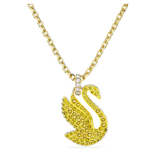 Swarovski Iconic Swan pendant Swan, Medium, Yellow, Gold-tone plated 5647553