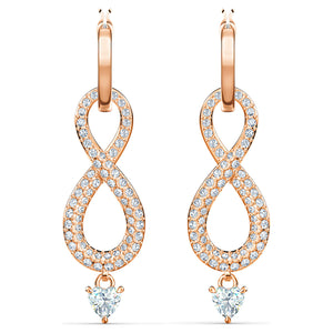 Swarovski Infinity earrings Infinity, White, Rose gold-tone plated 5512625