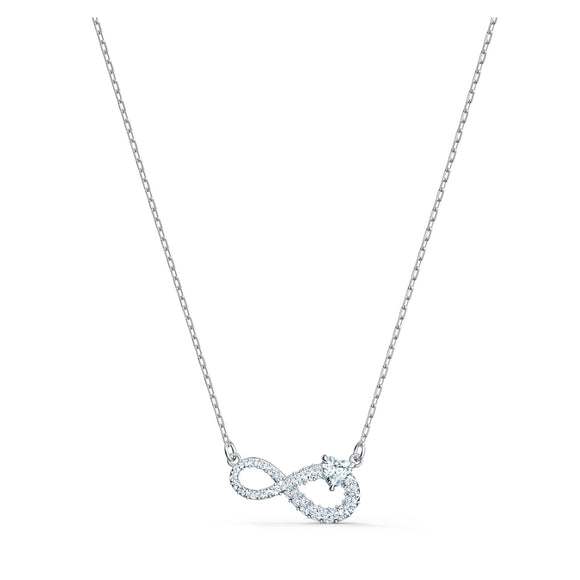 Swarovski Infinity necklace Infinity, White, Rhodium plated