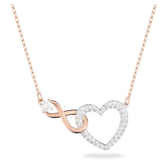 Swarovski Infinity necklace Infinity and heart, White, Mixed metal finish