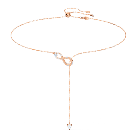 Swarovski Infinity Y necklace Infinity, White, Rose gold-tone plated