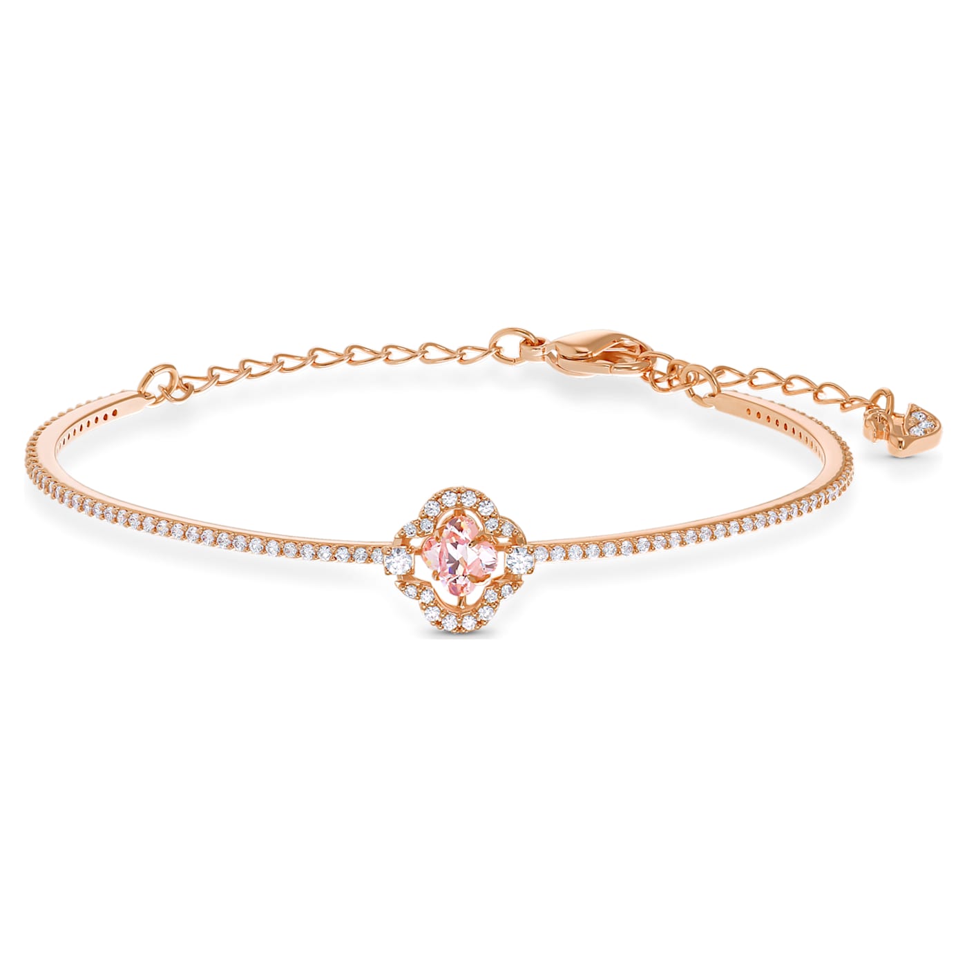 Swarovski Sparkling Dance bangle Clover, Pink, Rose gold-tone plated 5516476