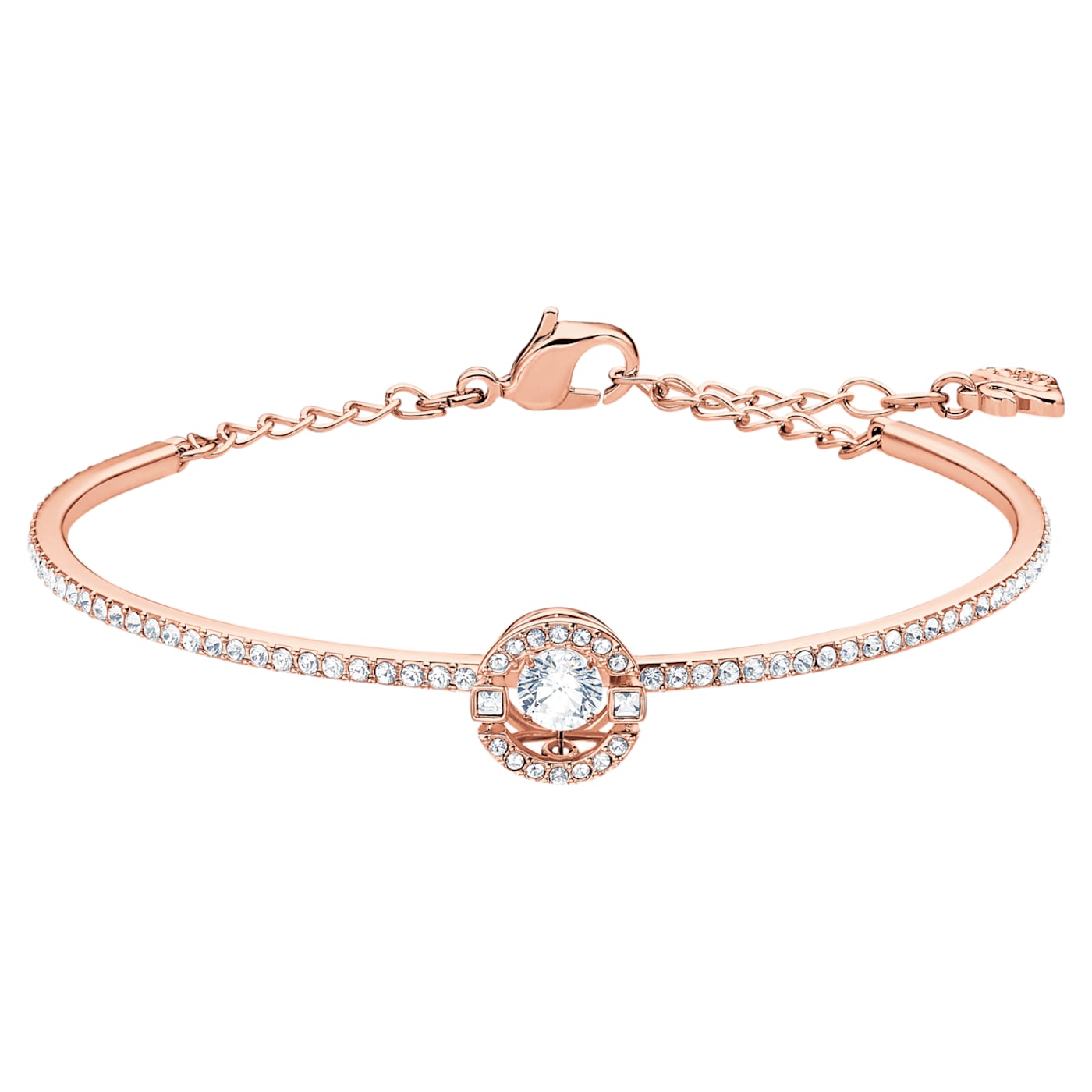 Swarovski Sparkling Dance bangle Round cut, White, Rose gold-tone plated