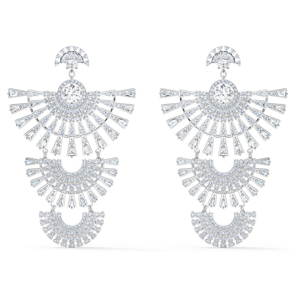 Swarovski Sparkling Dance Dial Up earrings Large, White, Rhodium plated 5568008