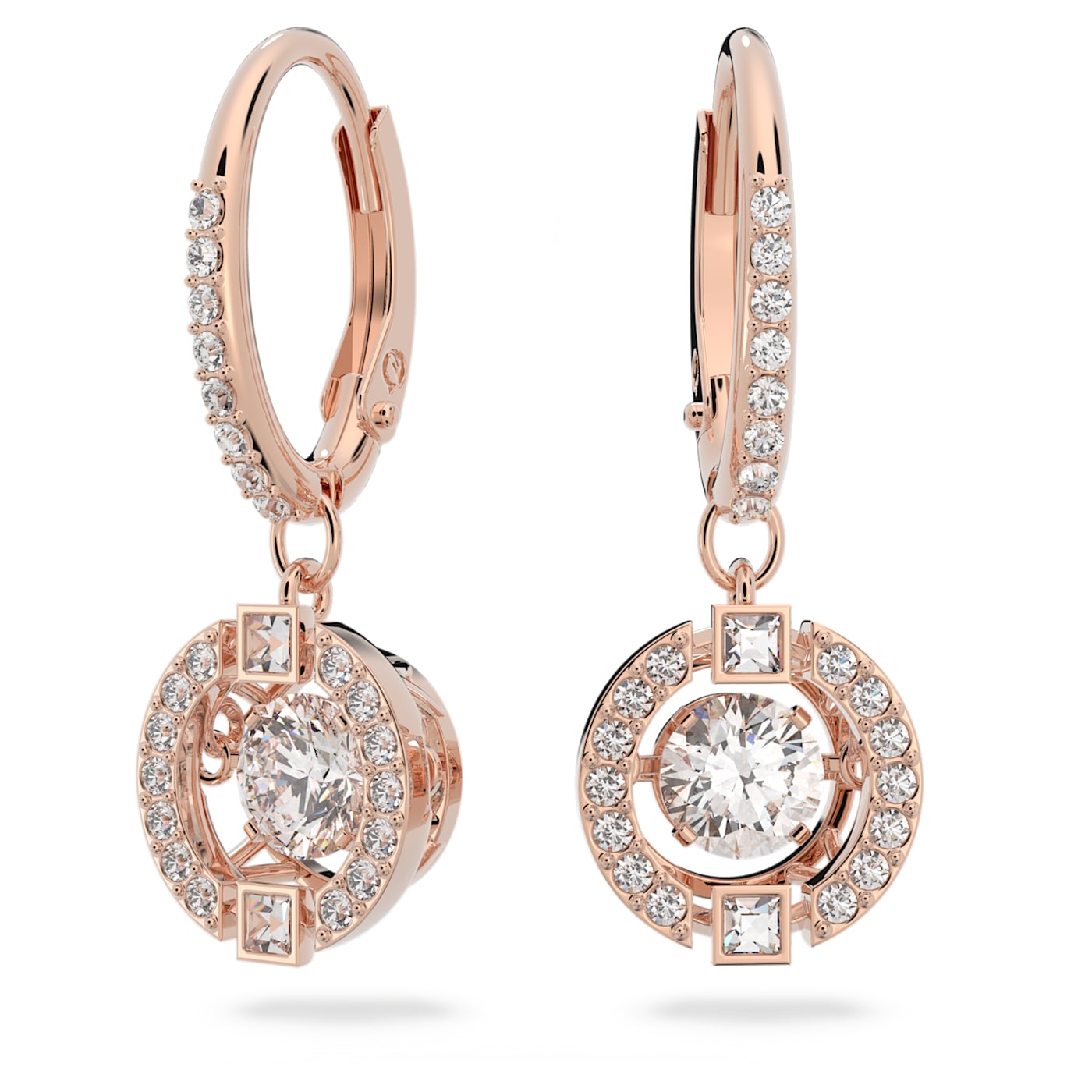 Swarovski Sparkling Dance earrings Round, White, Rose gold-tone plated 5504753