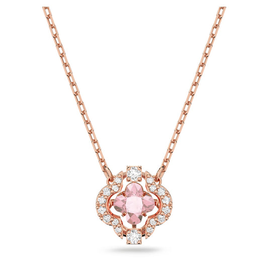Swarovski Sparkling Dance necklace Clover, Pink, Rose gold-tone plated