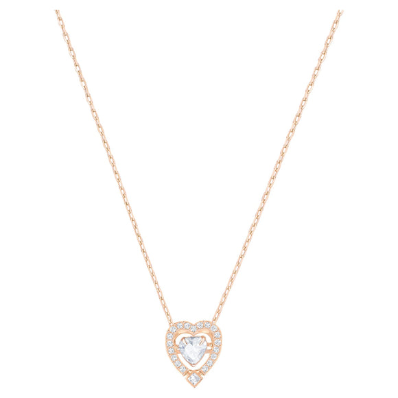 Swarovski Sparkling Dance necklace Heart, White, Rose gold-tone plated