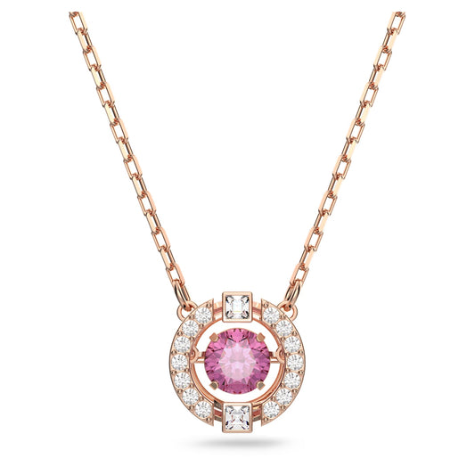 Swarovski Sparkling Dance necklace Round cut, Red, Rose gold-tone plated