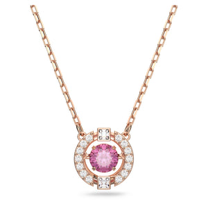 Swarovski Sparkling Dance necklace Round cut, Red, Rose gold-tone plated