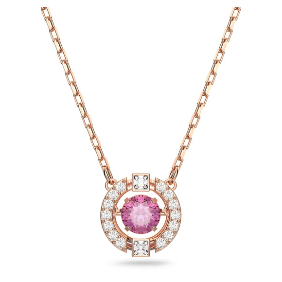 Swarovski Sparkling Dance necklace Round cut, Red, Rose gold-tone plated