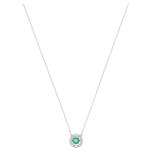 Swarovski Sparkling Dance necklace Round cut crystal, Green, Rhodium plated