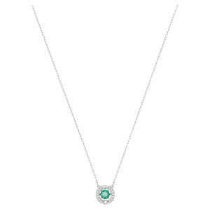 Swarovski Sparkling Dance necklace Round cut crystal, Green, Rhodium plated