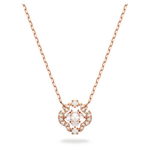 Swarovski Sparkling Dance necklace White, Rose gold-tone plated