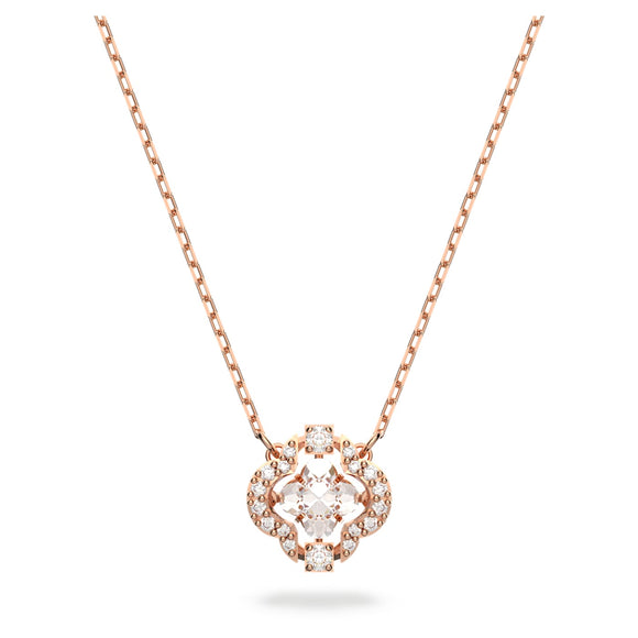 Swarovski Sparkling Dance necklace White, Rose gold-tone plated