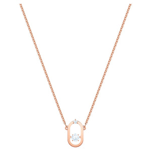 Swarovski Sparkling Dance Oval necklace Round cut, White, Rose gold-tone plated