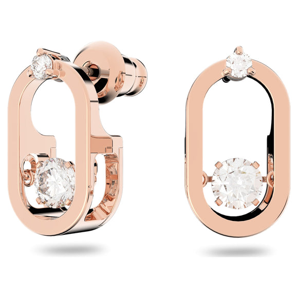 Swarovski Sparkling Dance Oval stud earrings Round cut, White, Rose gold-tone plated 5468118