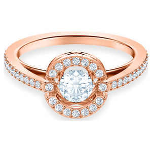 Swarovski Sparkling Dance ring Round cut, White, Rose gold-tone plated