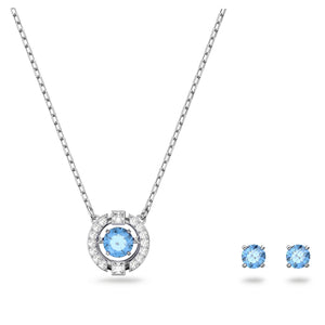 Swarovski Sparkling Dance set Round cut, Blue, Rhodium plated 5480485